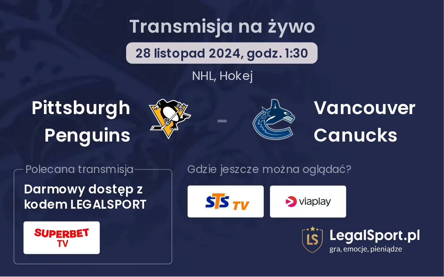 Vancouver Canucks - Pittsburgh Penguins transmisja na żywo