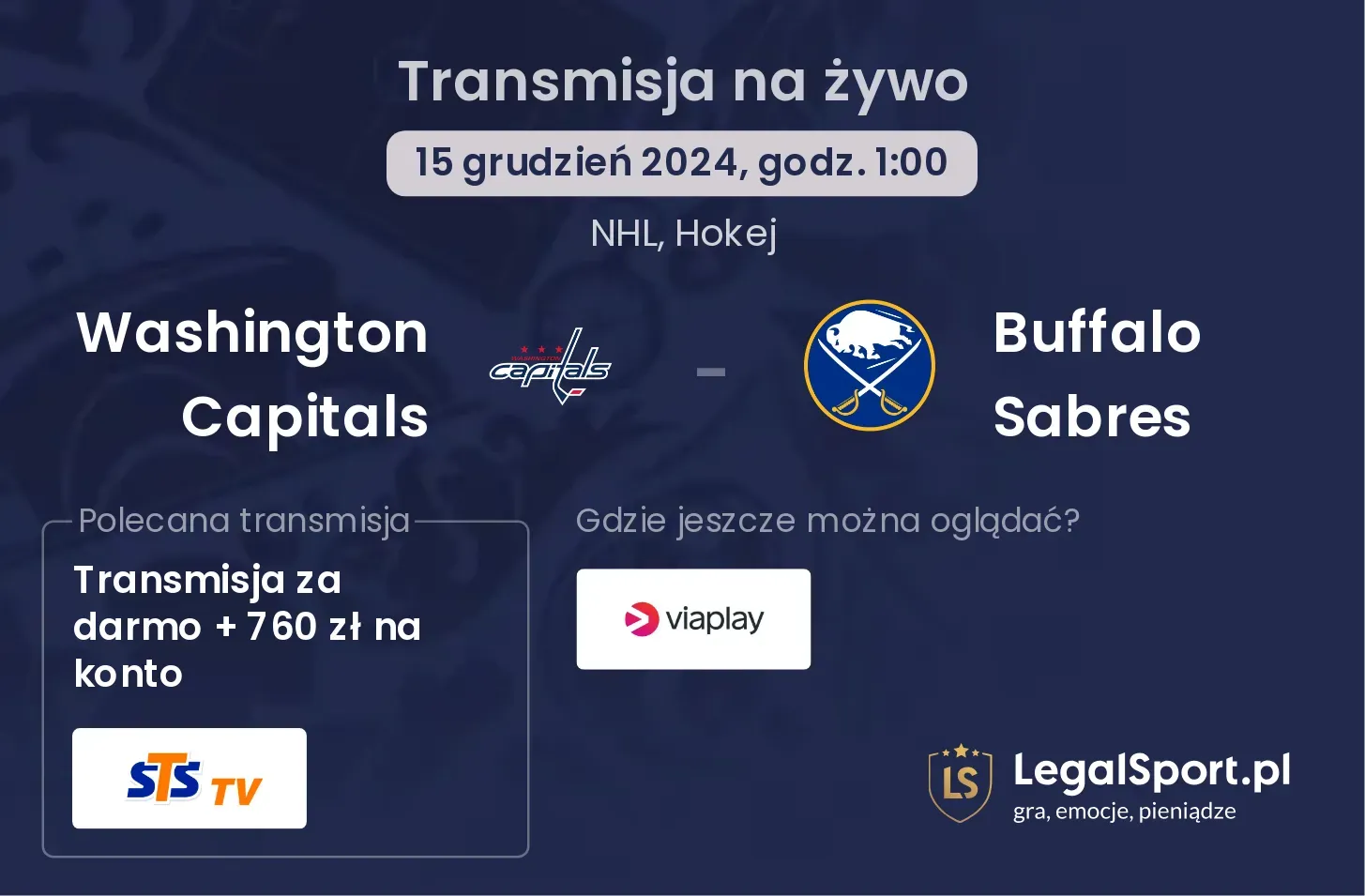 Washington Capitals - Buffalo Sabres transmisja na żywo