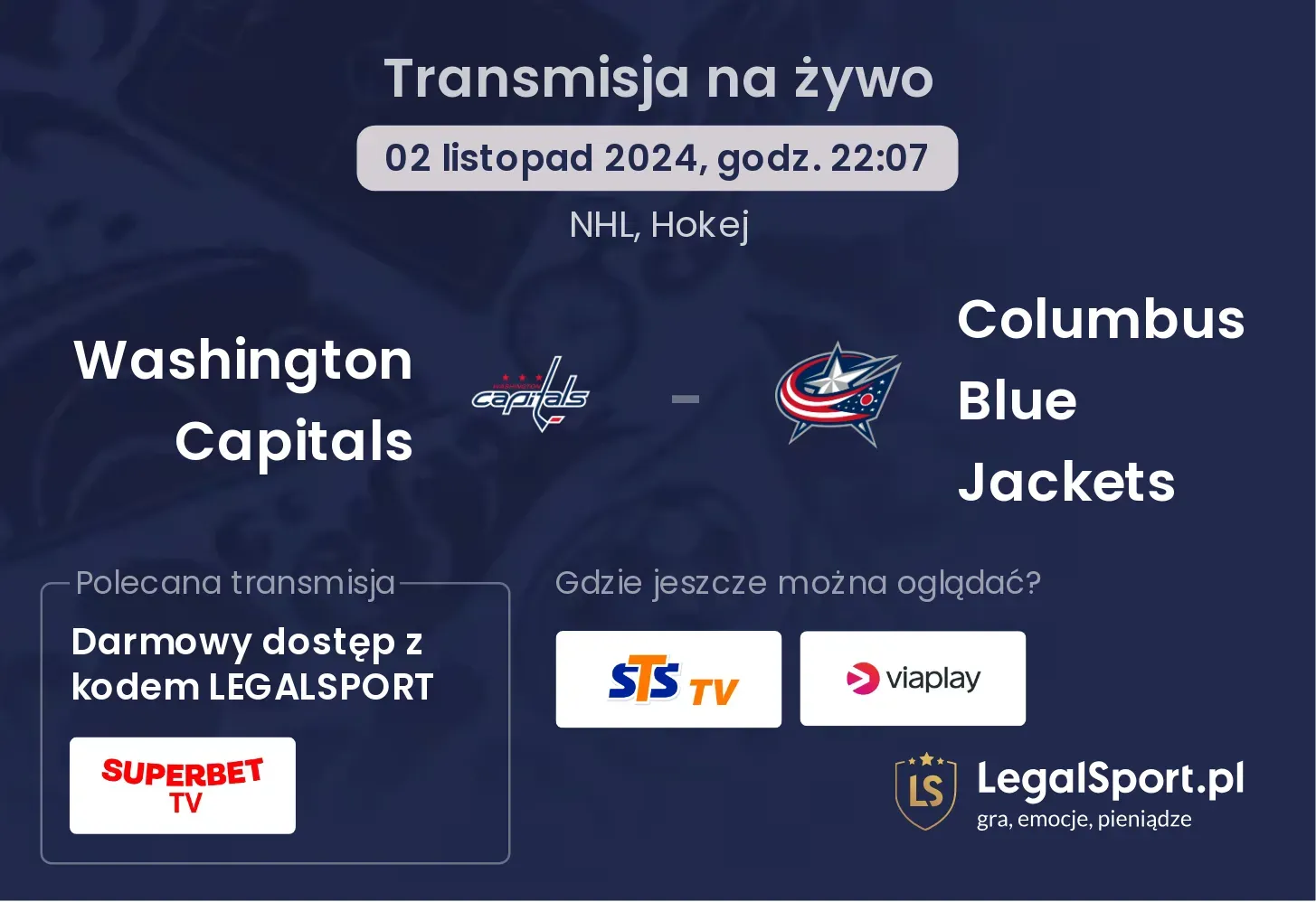 Washington Capitals - Columbus Blue Jackets transmisja na żywo