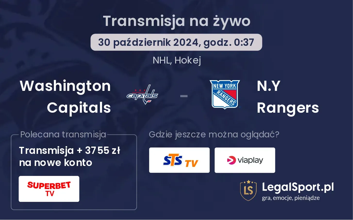 Washington Capitals - N.Y Rangers transmisja na żywo