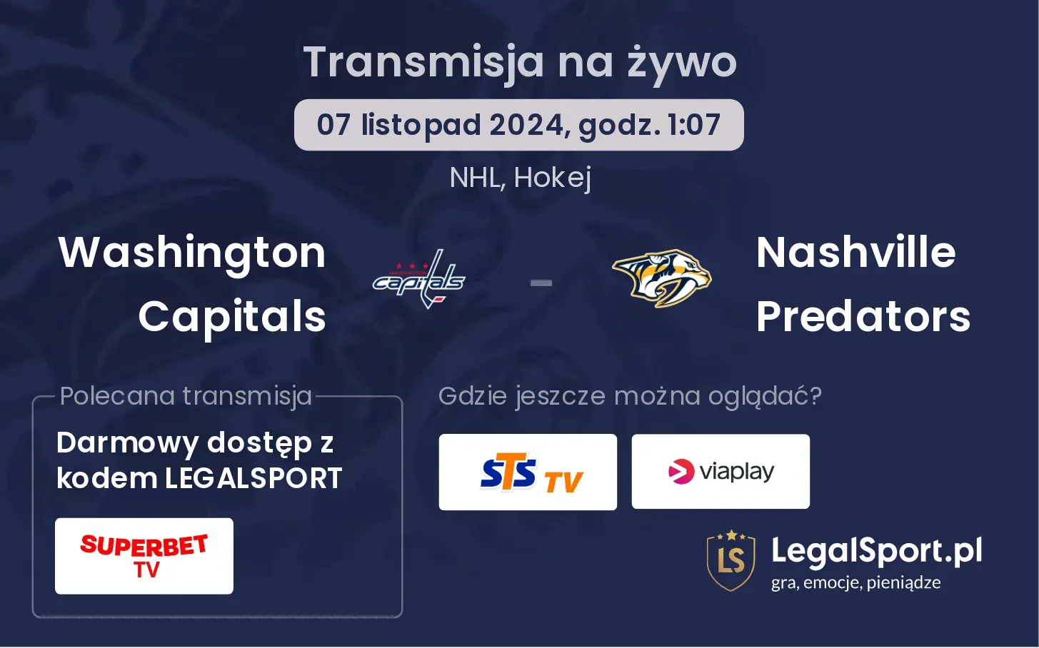 Washington Capitals - Nashville Predators transmisja na żywo