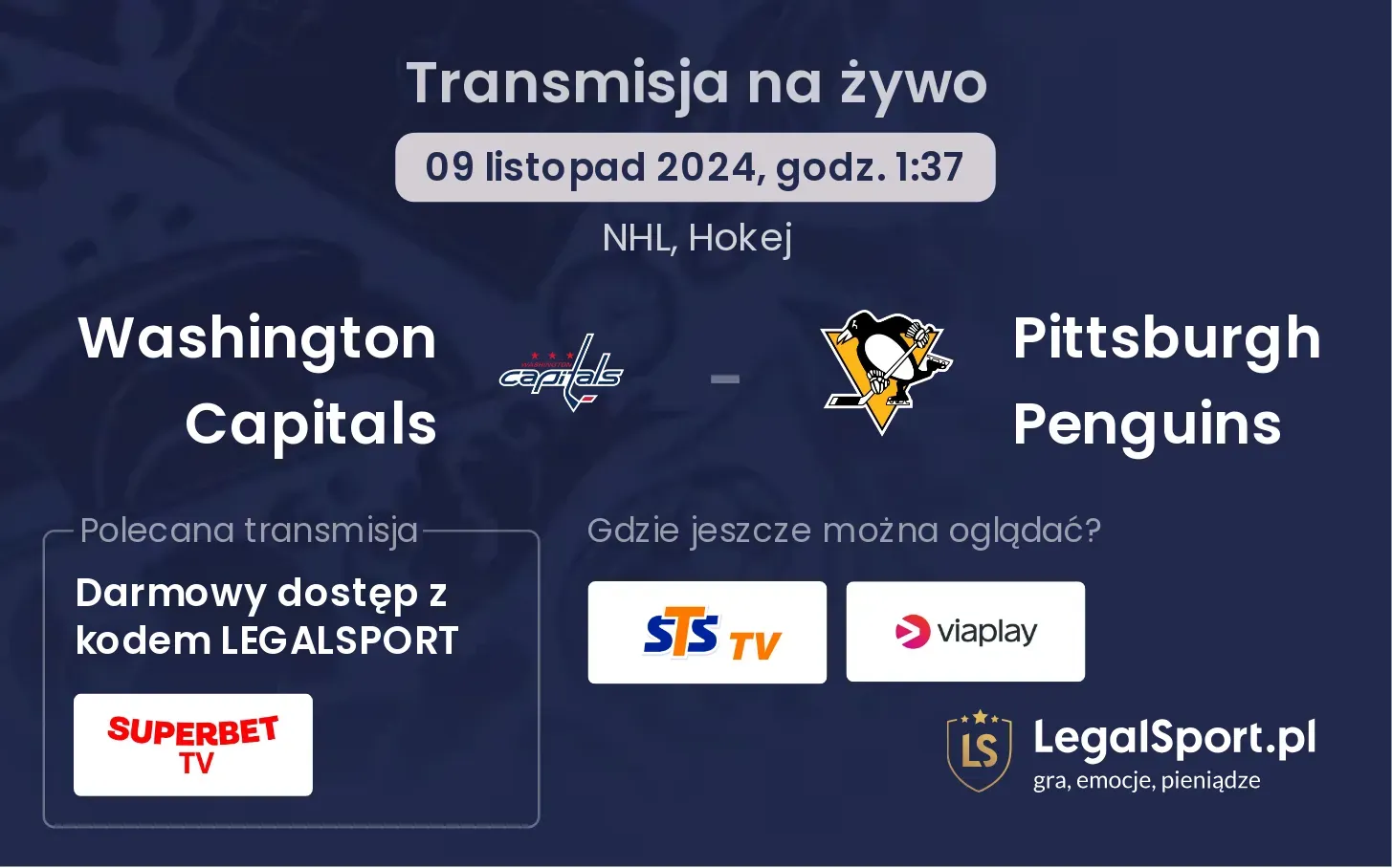 Washington Capitals - Pittsburgh Penguins transmisja na żywo