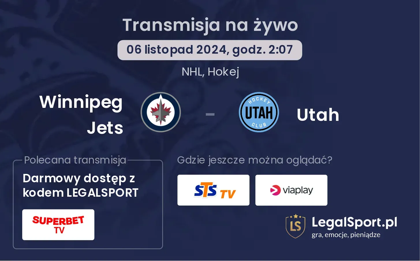 Winnipeg Jets - Utah transmisja na żywo