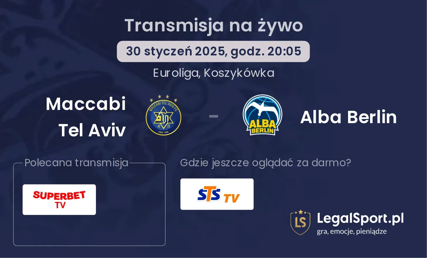 Maccabi Tel Aviv - Alba Berlin gdzie oglądać?