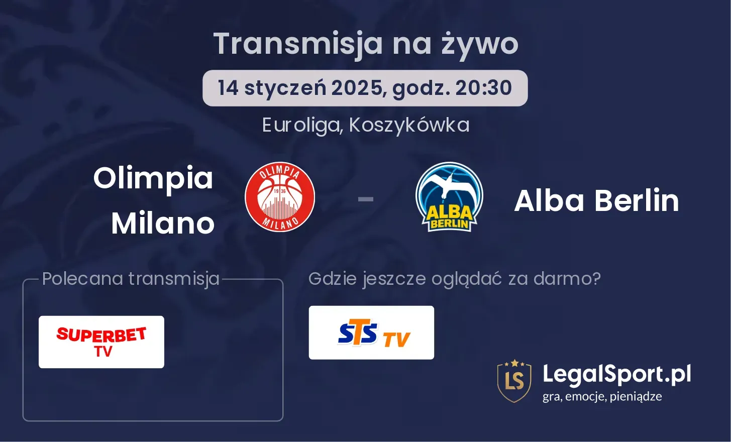 Alba Berlin - Olimpia Milano transmisja na żywo