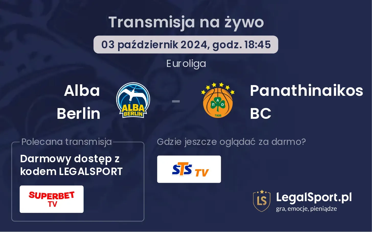 Alba Berlin - Panathinaikos BC transmisja na żywo