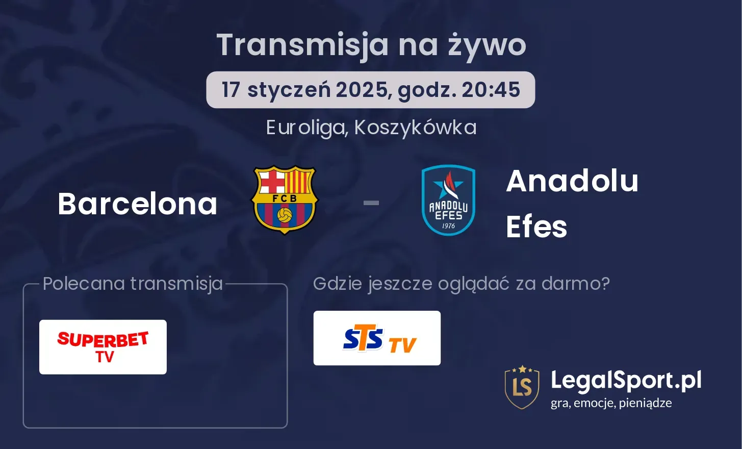 Barcelona - Anadolu Efes gdzie oglądać transmisję?