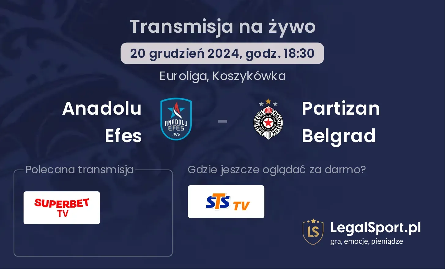 Anadolu Efes - Partizan Belgrad gdzie oglądać?