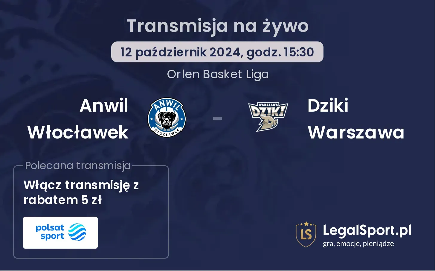 Anwil Włocławek - Dziki Warszawa transmisja na żywo