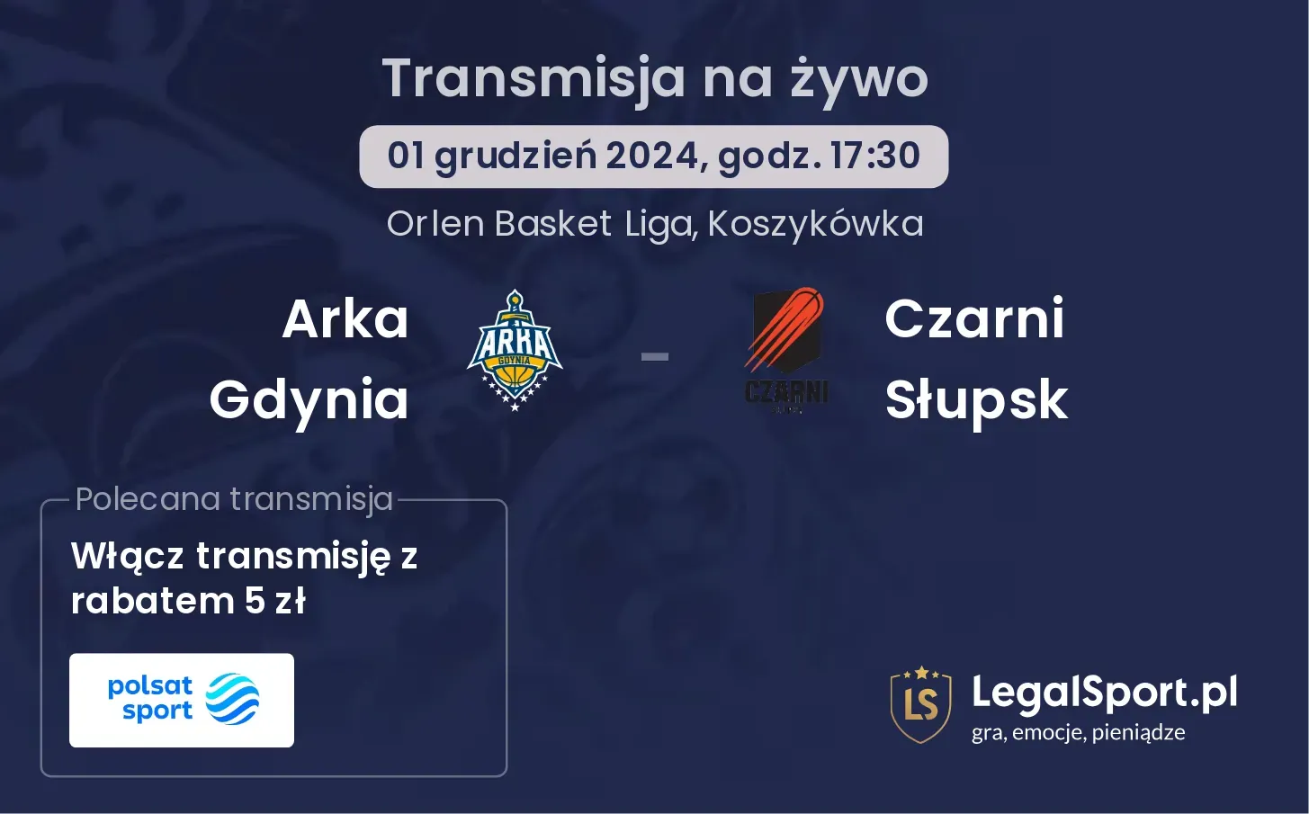 Arka Gdynia - Czarni Słupsk transmisja na żywo