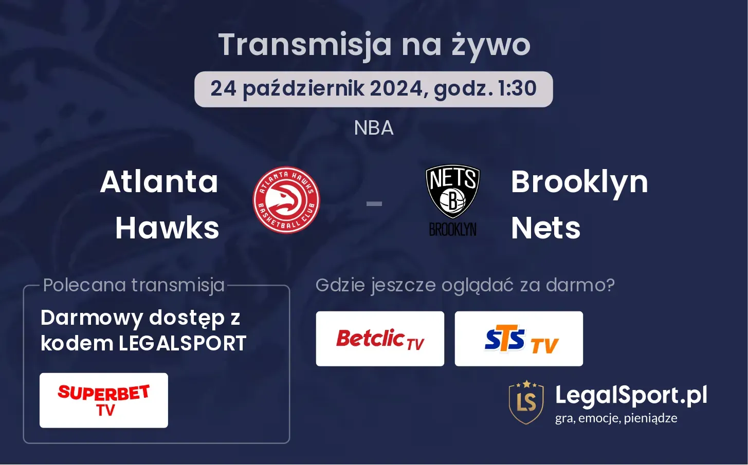 Atlanta Hawks - Brooklyn Nets transmisja na żywo