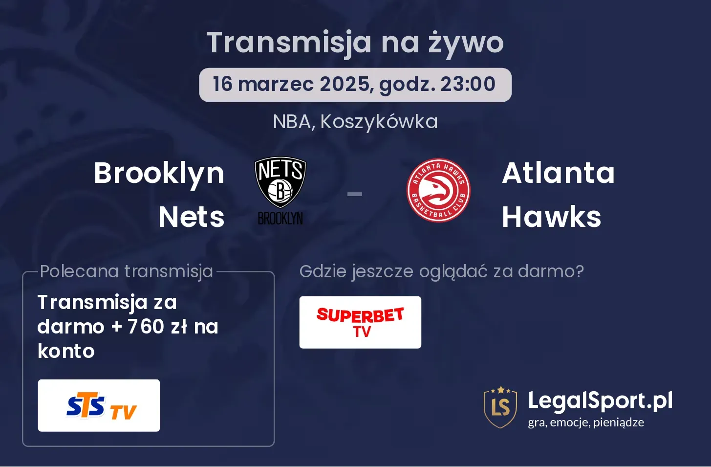 Brooklyn Nets - Atlanta Hawks gdzie oglądać transmisję?