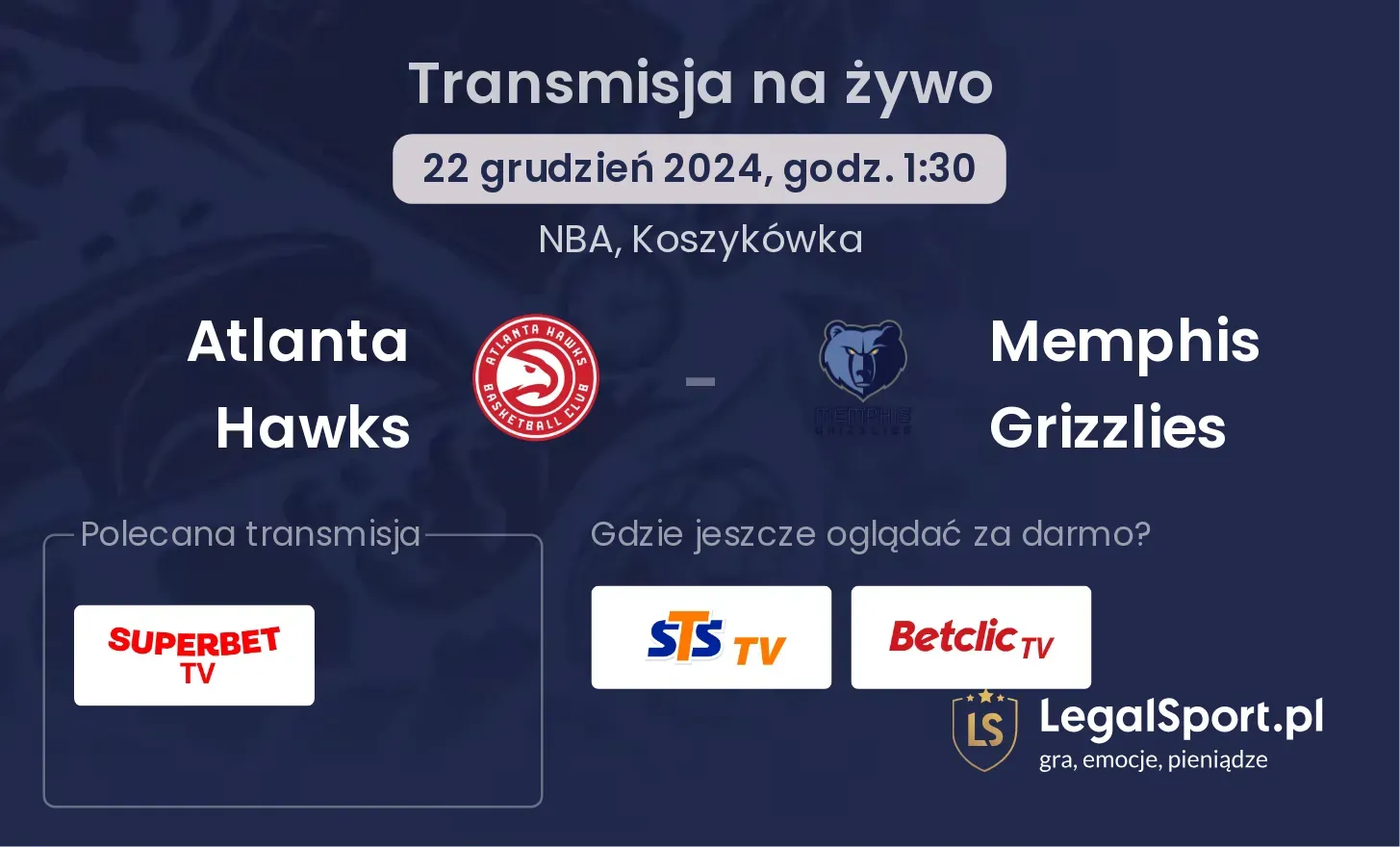 Atlanta Hawks - Memphis Grizzlies transmisja na żywo