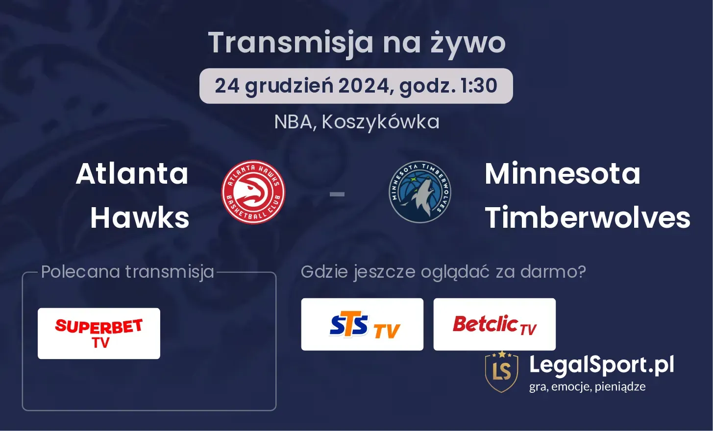 Atlanta Hawks - Minnesota Timberwolves transmisja na żywo