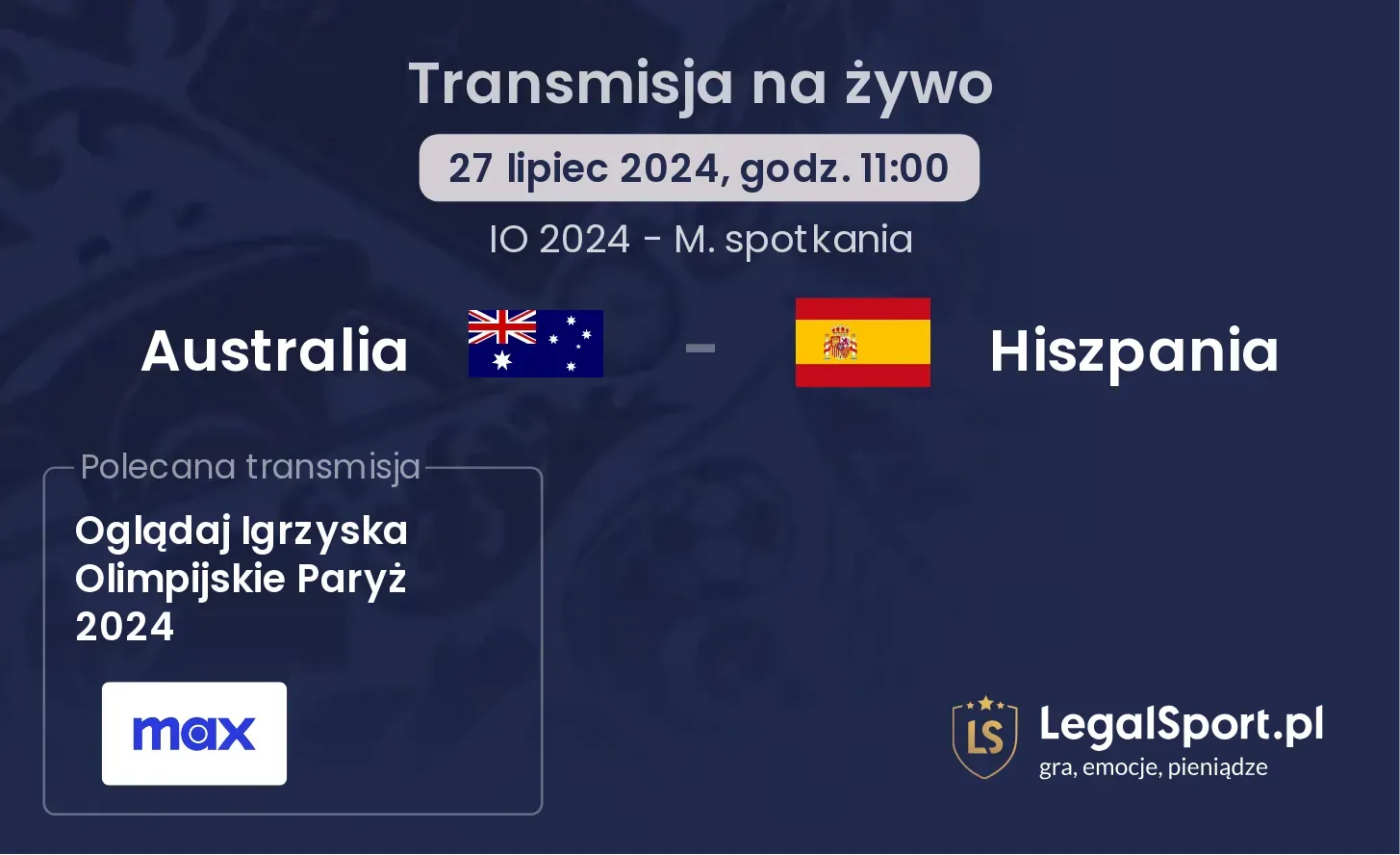 Australia - Hiszpania gdzie oglądać? (27.07, godz. 11:00)