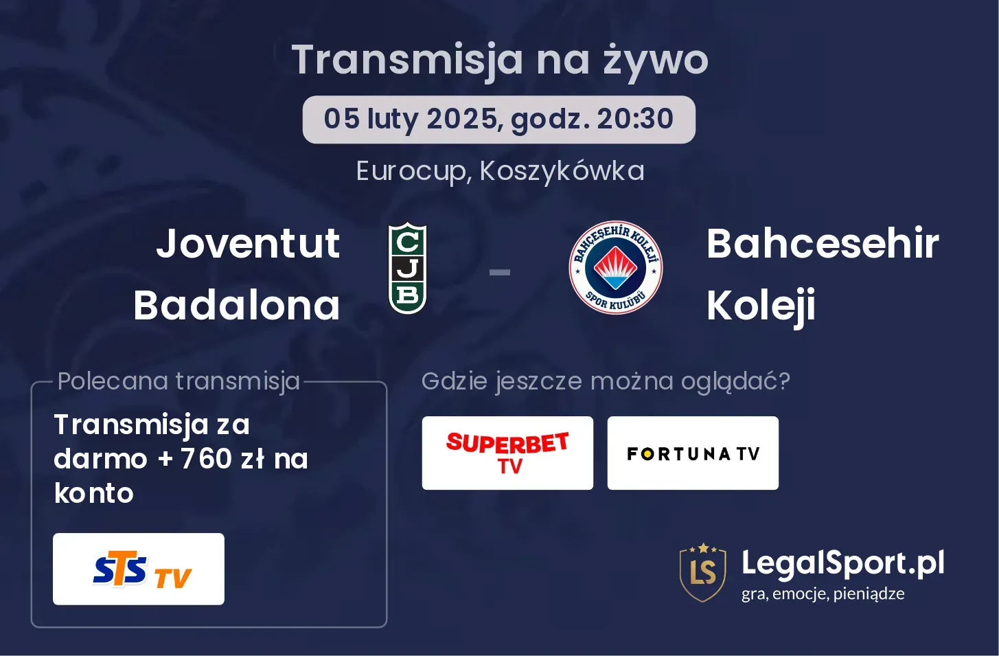 Bahcesehir Koleji - Joventut Badalona transmisja na żywo