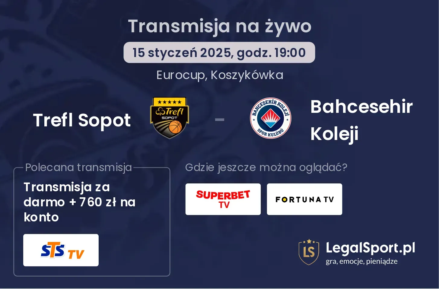 Trefl Sopot - Bahcesehir Koleji gdzie oglądać transmisję?