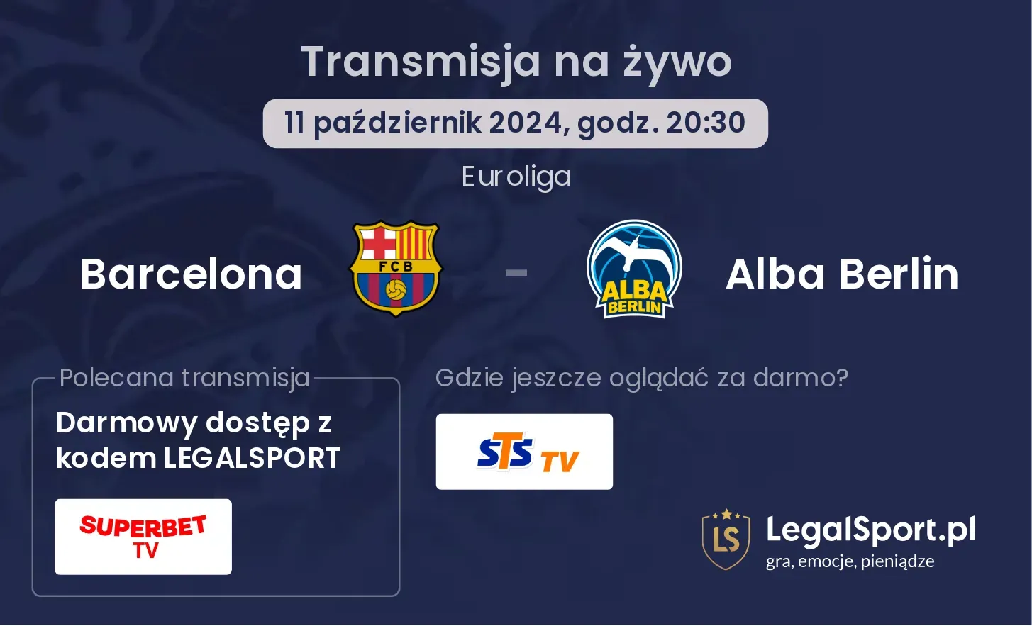 Barcelona - Alba Berlin gdzie oglądać? 11.10, godz. 20:30