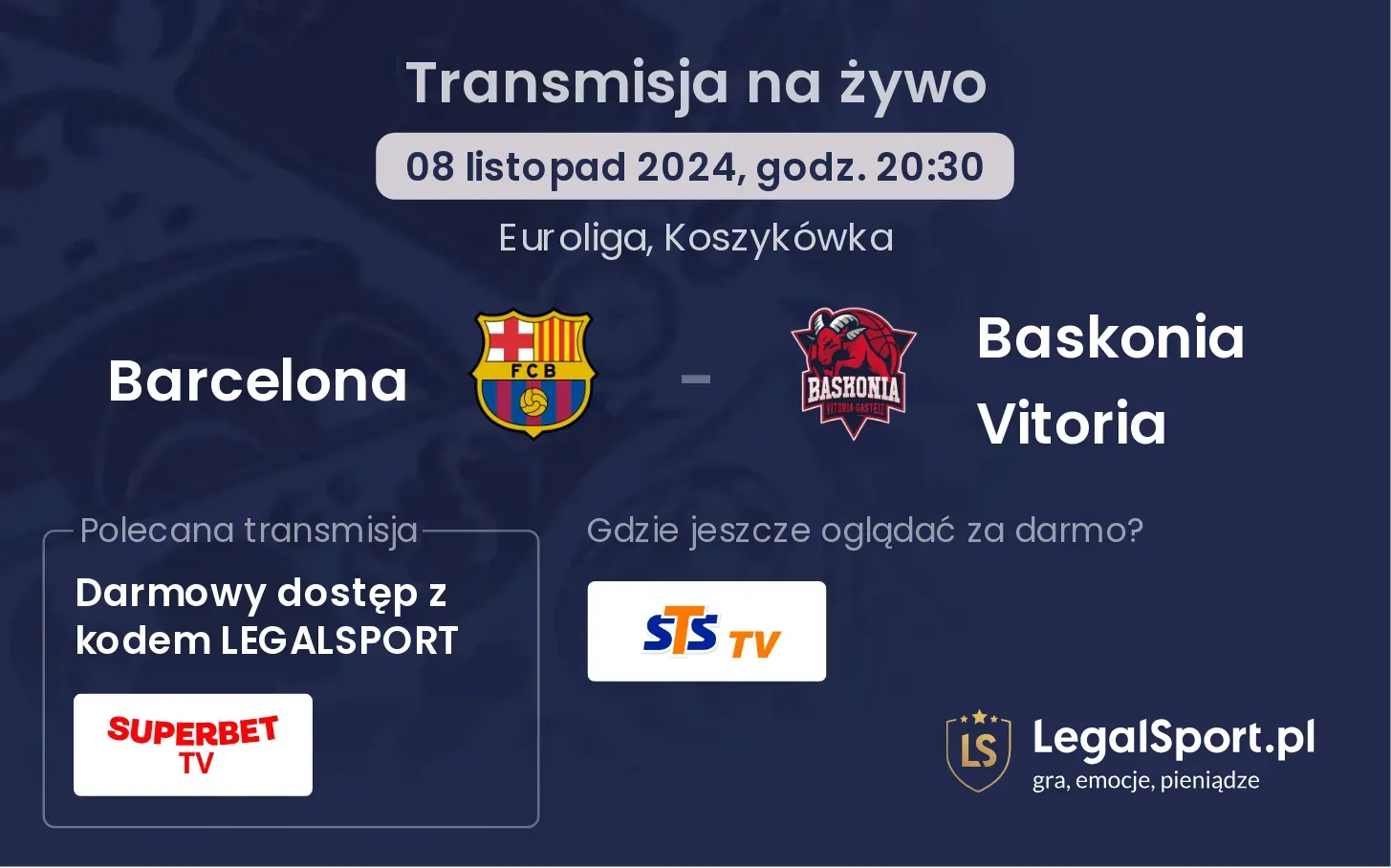 Barcelona - Baskonia Vitoria transmisja na żywo