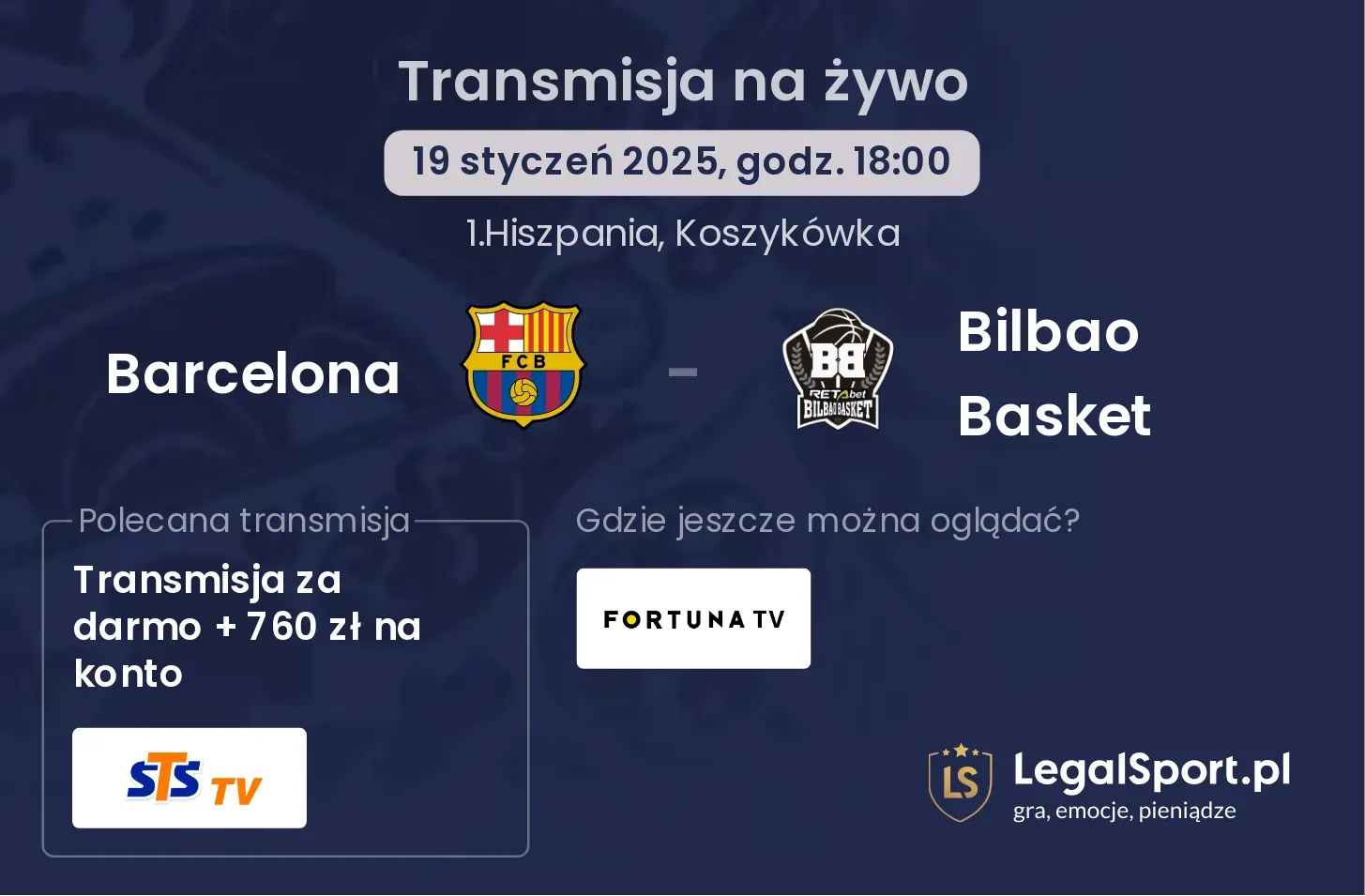 Barcelona - Bilbao Basket transmisja na żywo