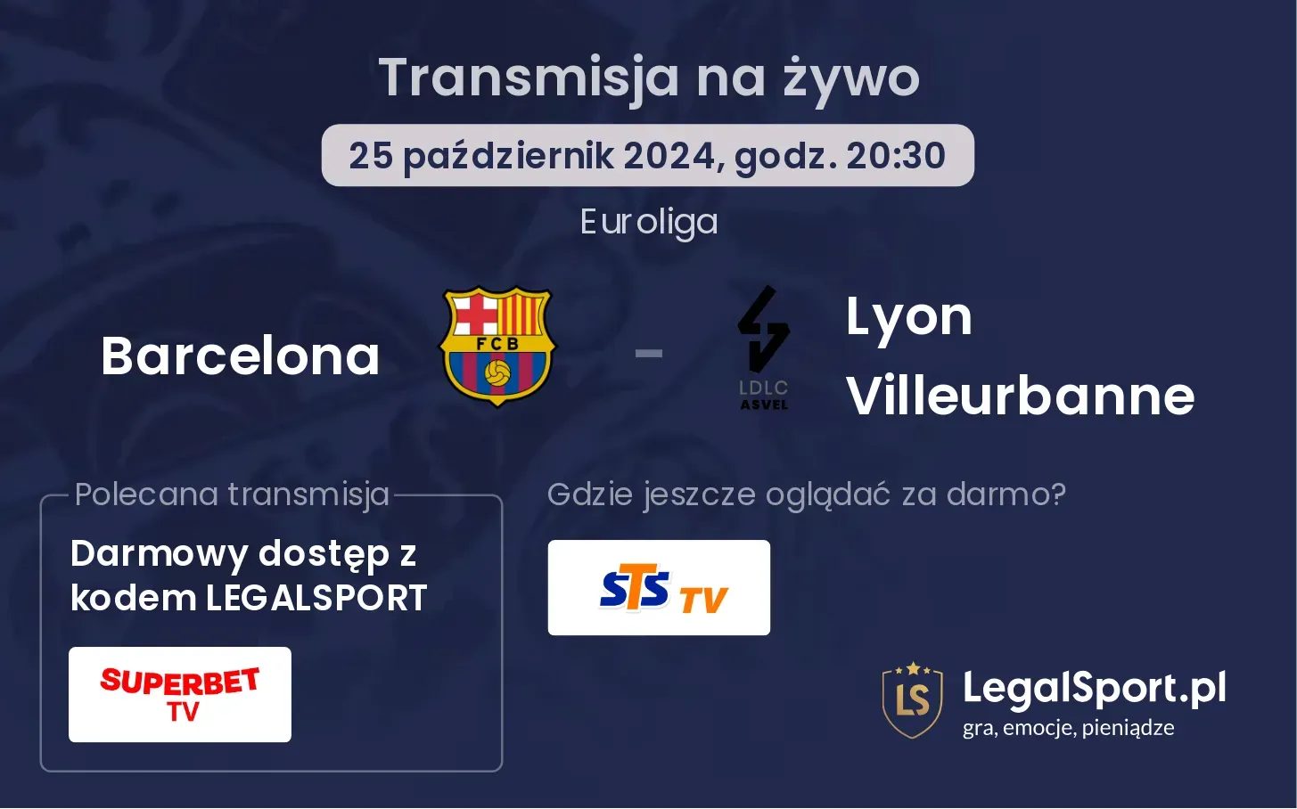 Barcelona - Lyon Villeurbanne transmisja na żywo