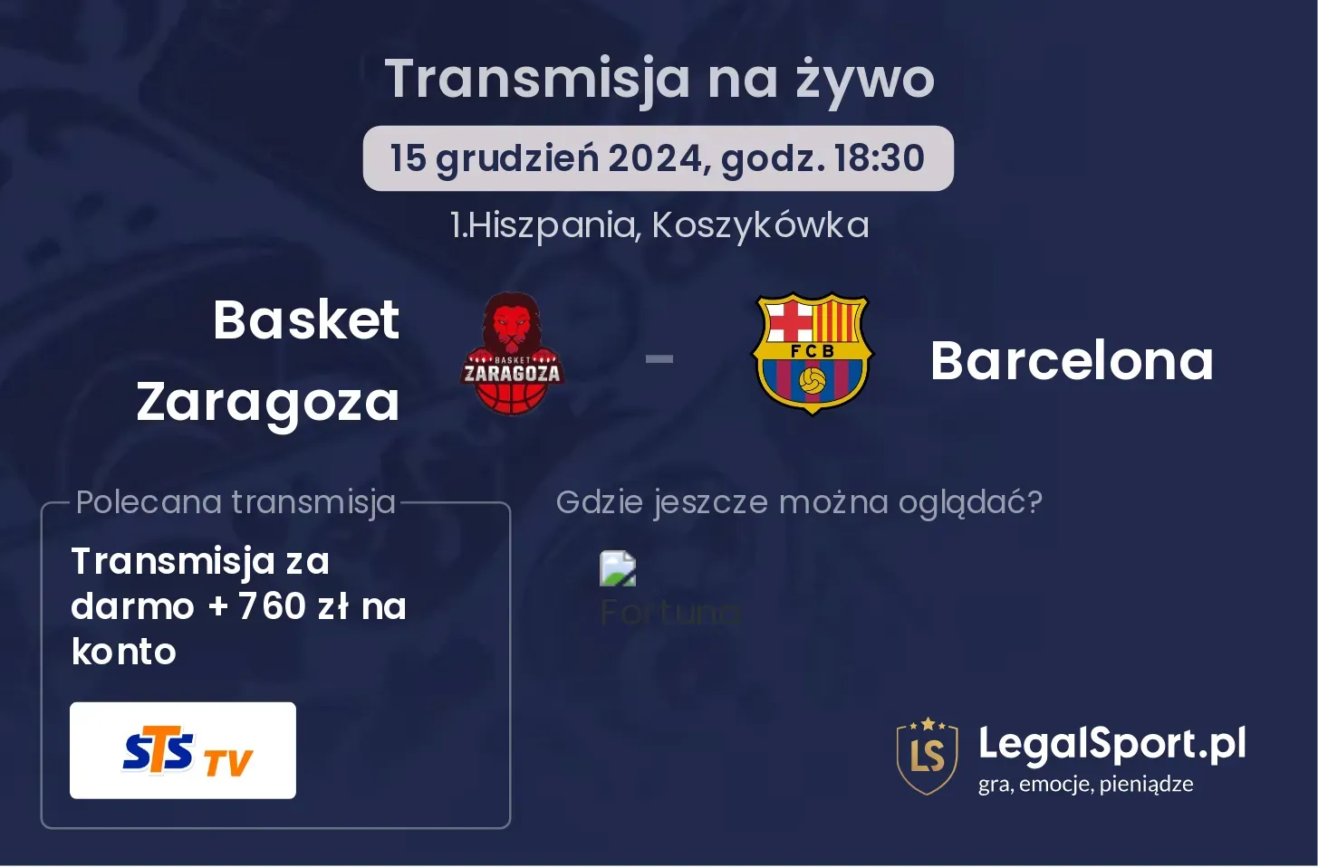 Basket Zaragoza - Barcelona transmisja na żywo