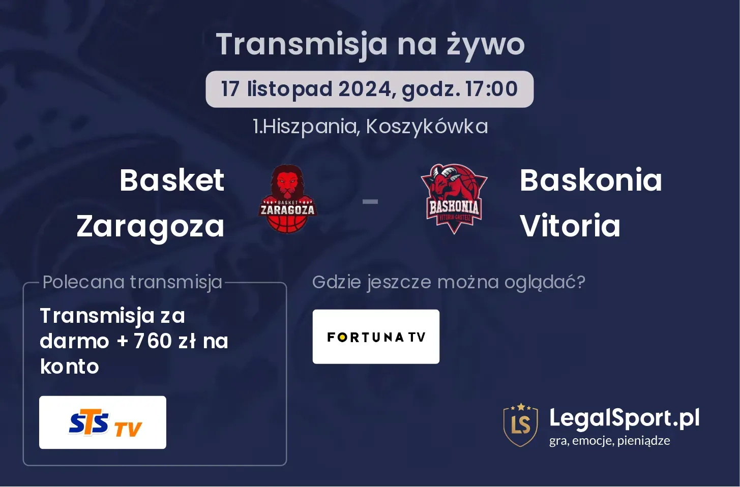 Basket Zaragoza - Baskonia Vitoria transmisja na żywo