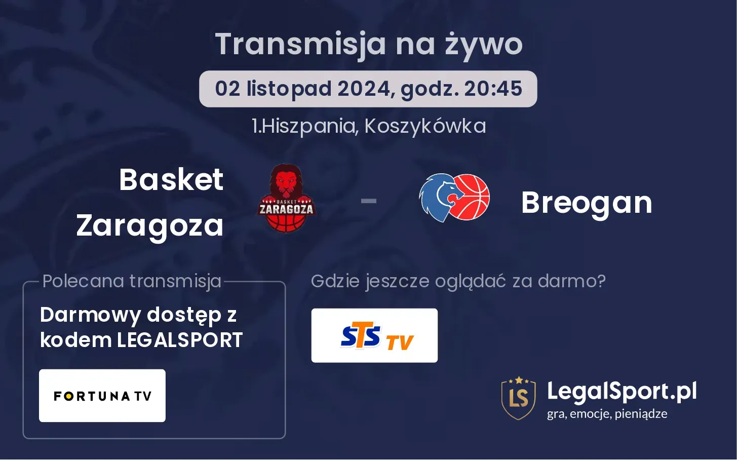 Basket Zaragoza - Breogan transmisja na żywo