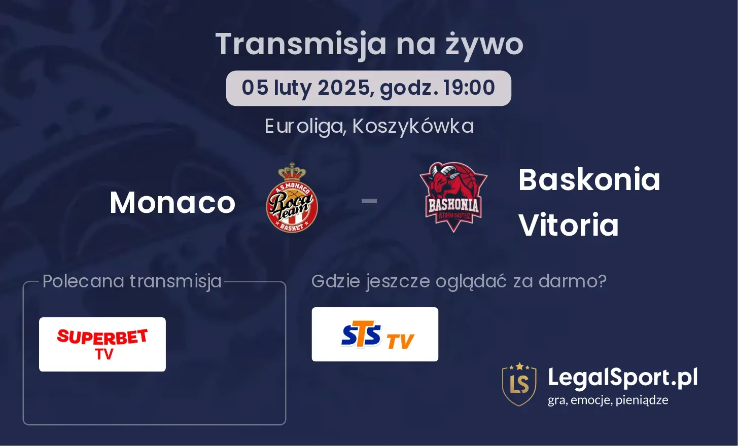 Monaco - Baskonia Vitoria gdzie oglądać?