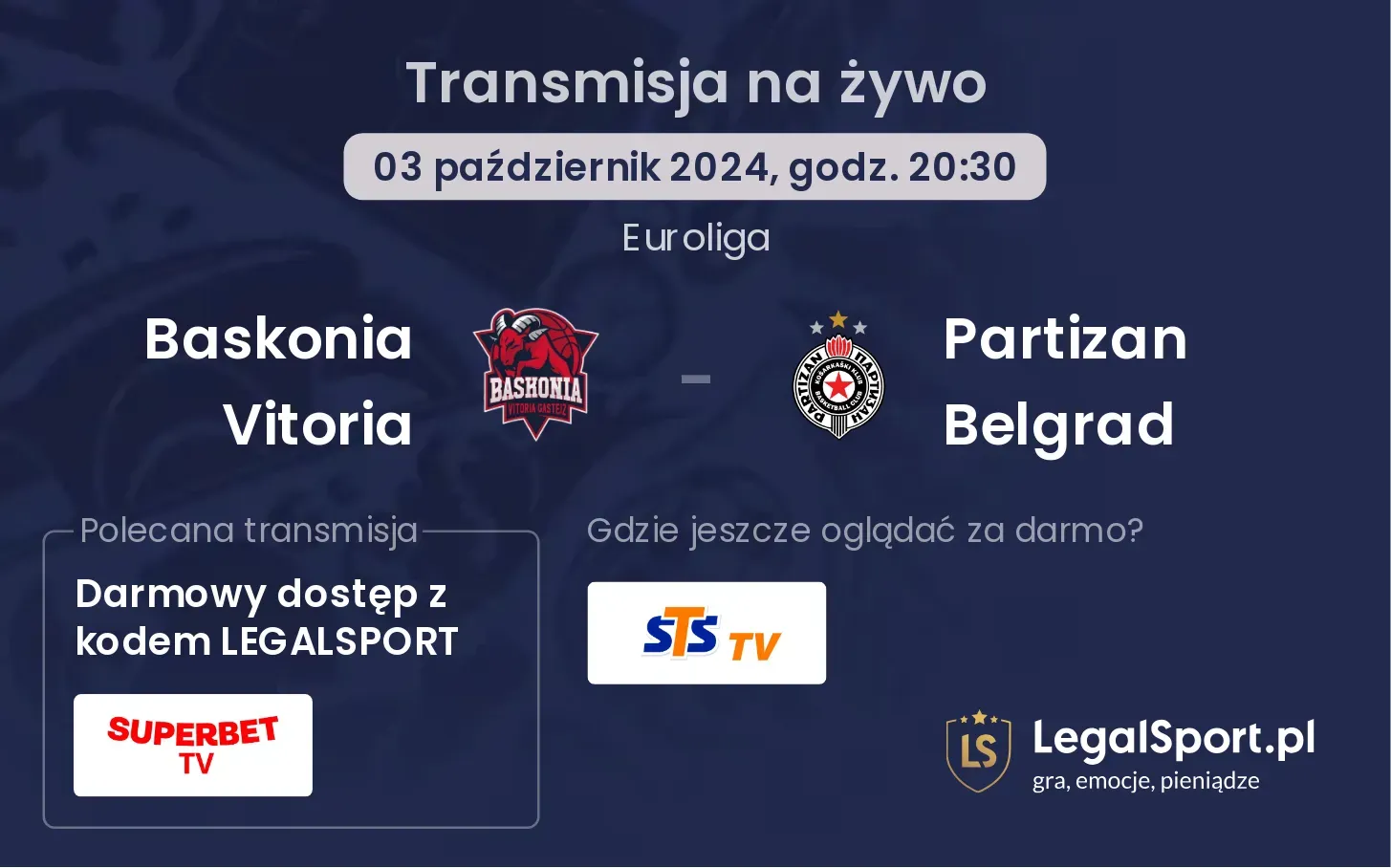 Baskonia Vitoria - Partizan Belgrad transmisja na żywo