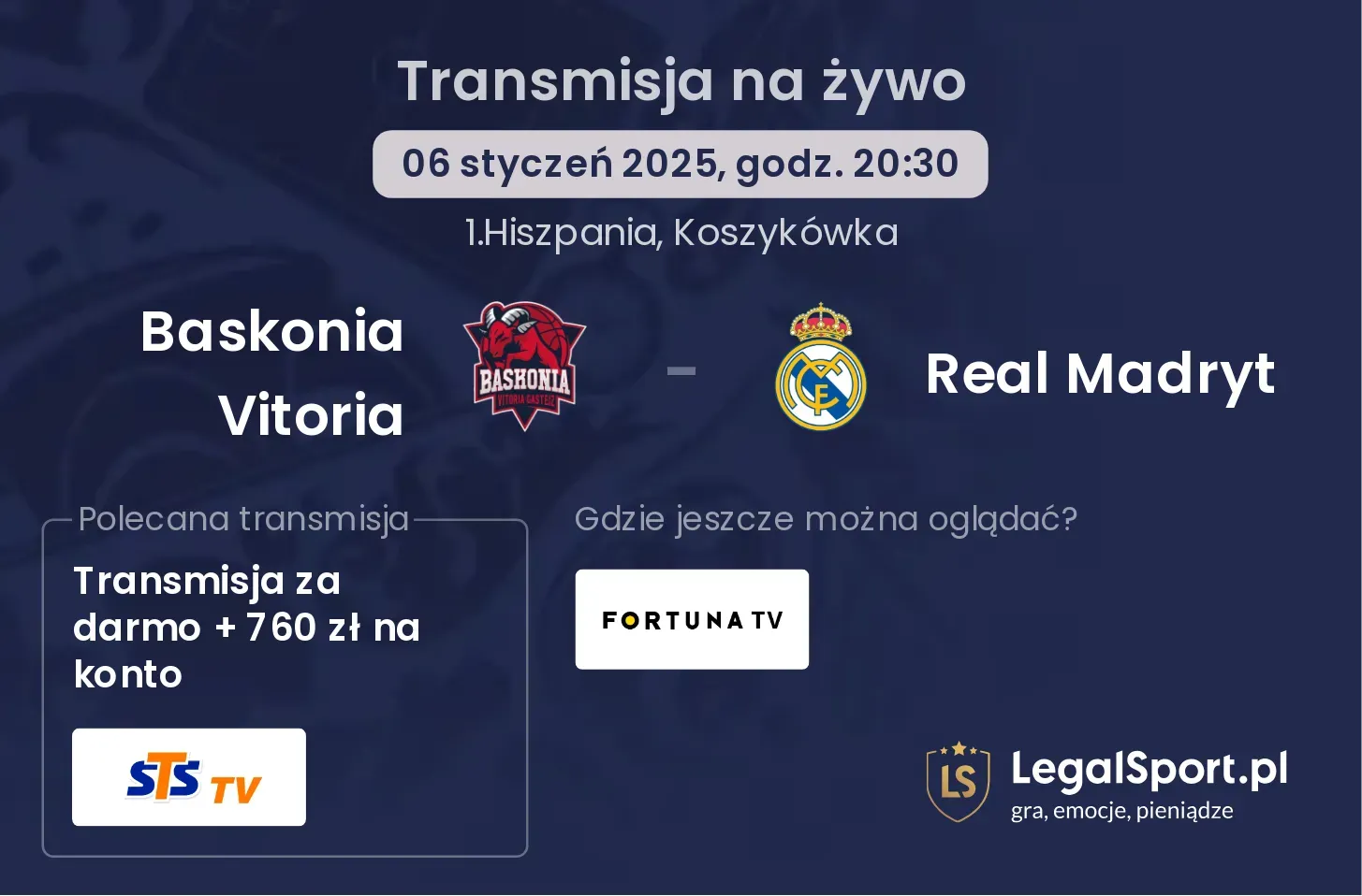 Baskonia Vitoria - Real Madryt gdzie oglądać transmisję?