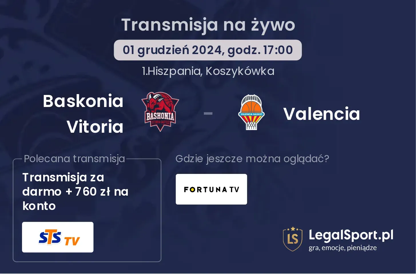 Baskonia Vitoria - Valencia transmisja na żywo