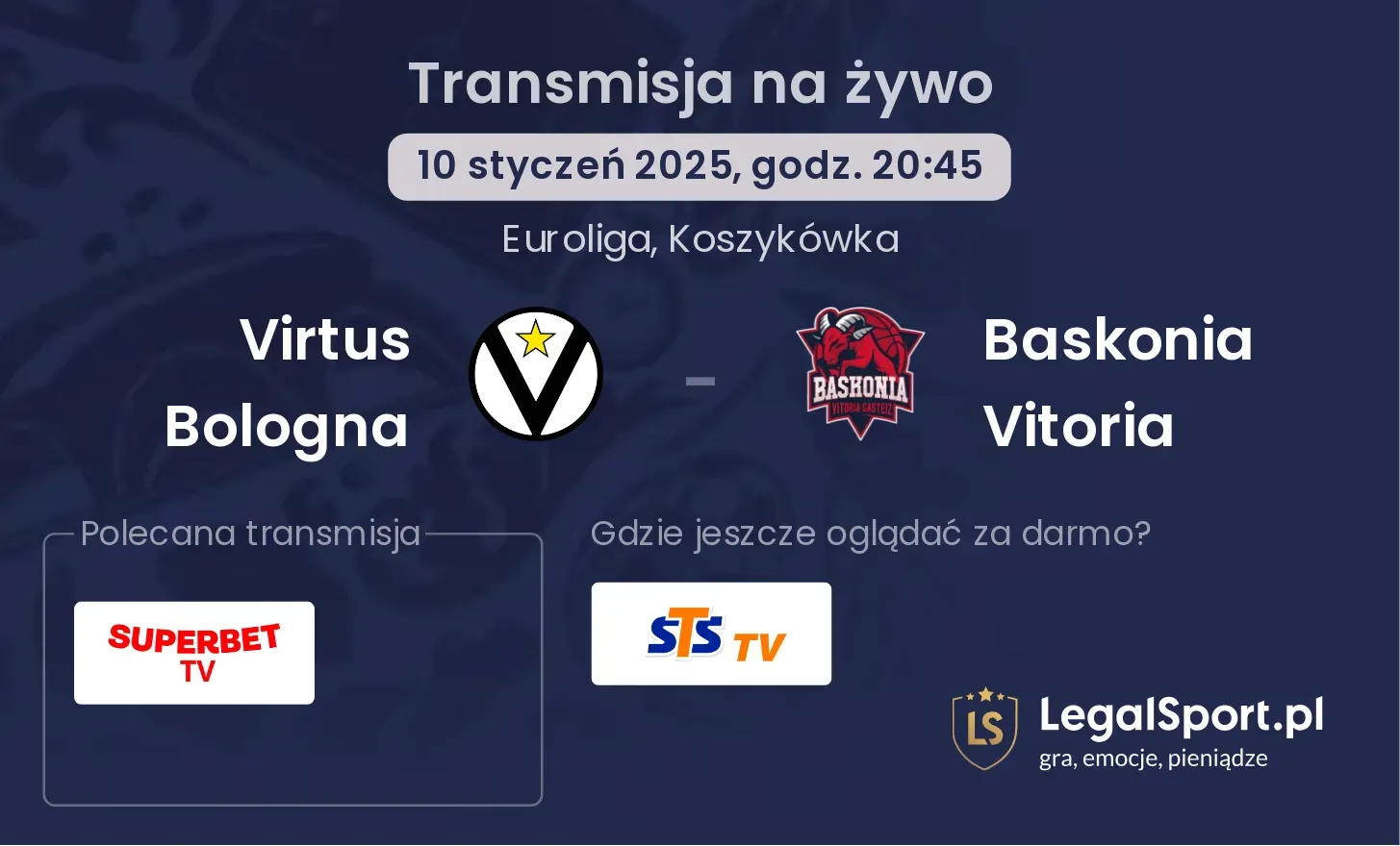 Baskonia Vitoria - Virtus Bologna transmisja na żywo