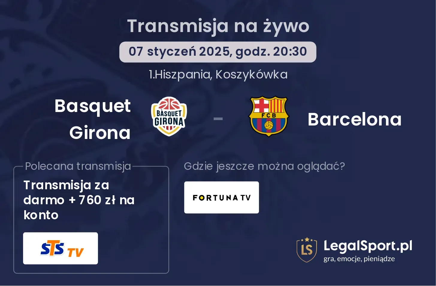 Basquet Girona - Barcelona transmisja na żywo