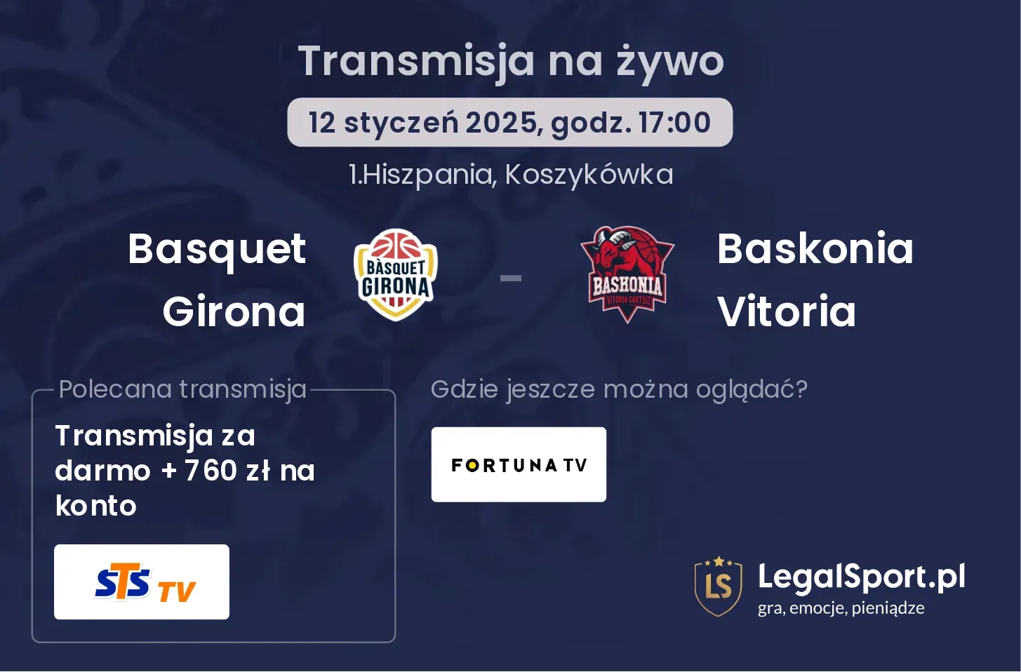 Basquet Girona - Baskonia Vitoria transmisja na żywo