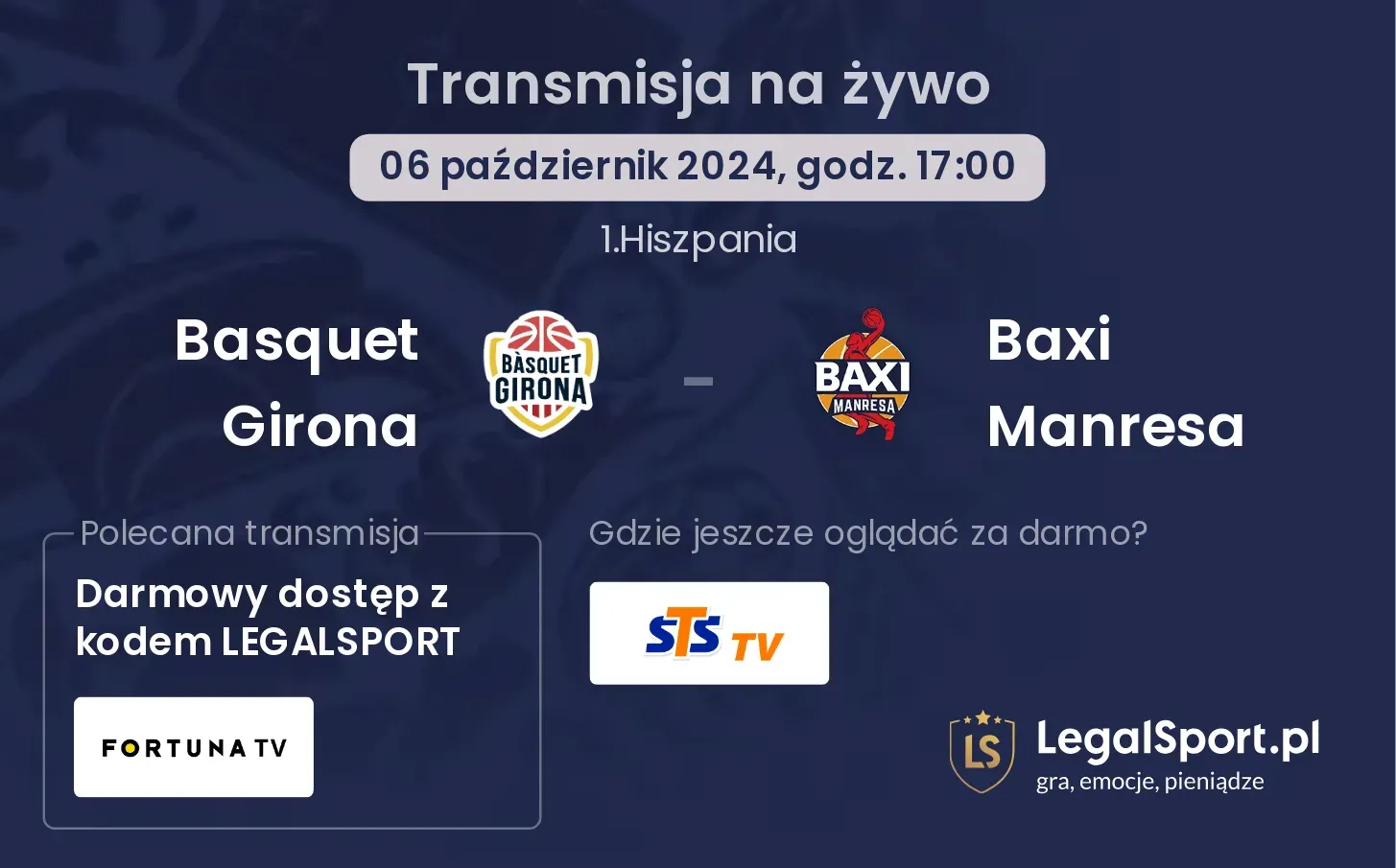 Basquet Girona - Baxi Manresa transmisja na żywo