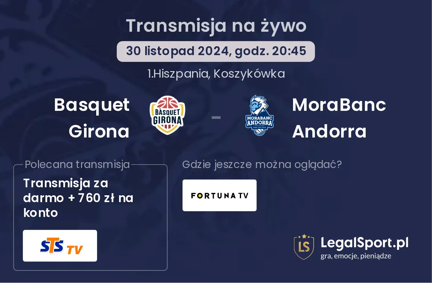 Basquet Girona - MoraBanc Andorra transmisja na żywo