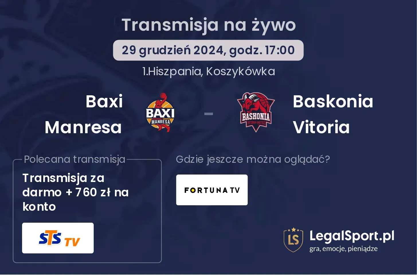 Baxi Manresa - Baskonia Vitoria transmisja na żywo