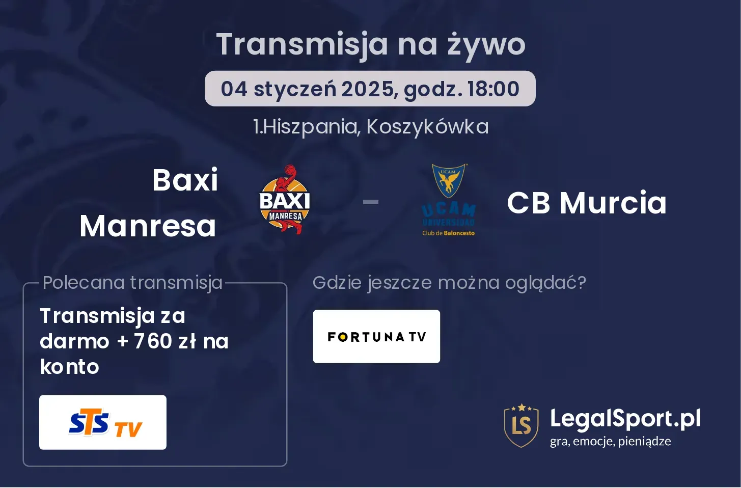 Baxi Manresa - CB Murcia transmisja na żywo