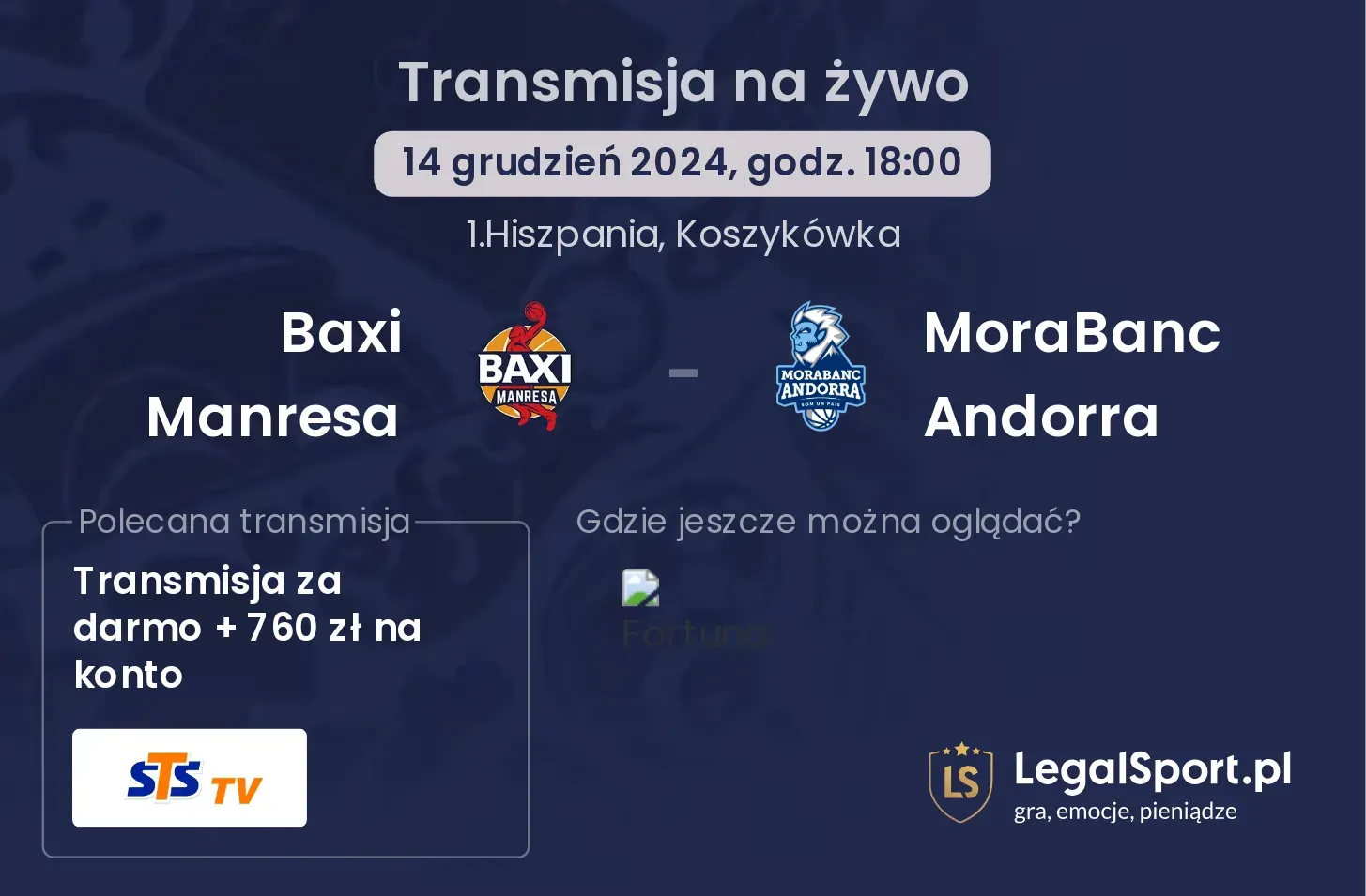 Baxi Manresa - MoraBanc Andorra transmisja na żywo