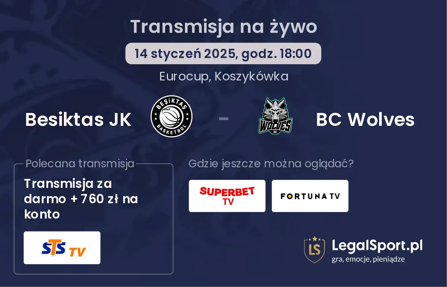 Besiktas JK - BC Wolves gdzie oglądać?