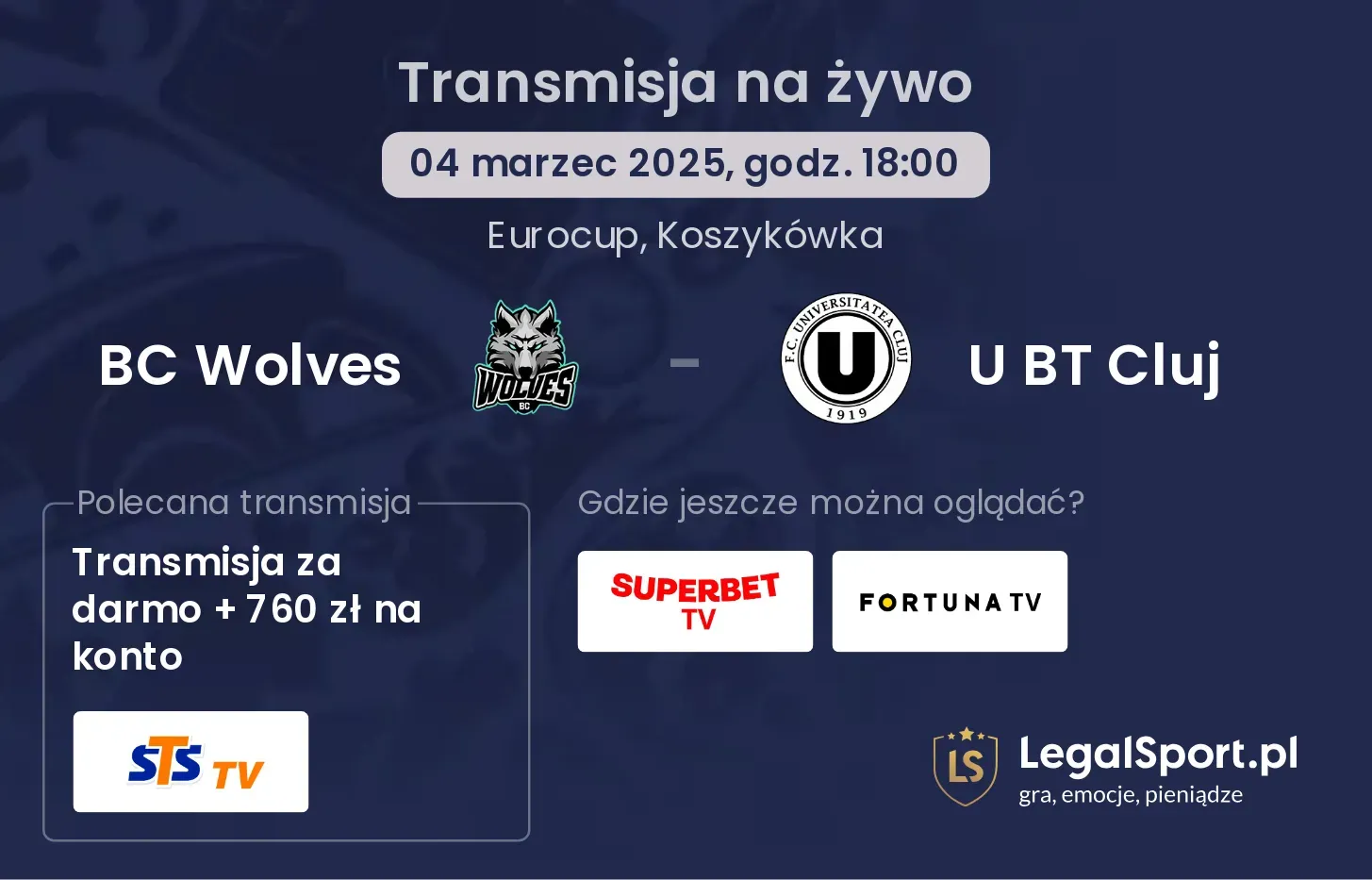 BC Wolves - U BT Cluj gdzie oglądać transmisję?