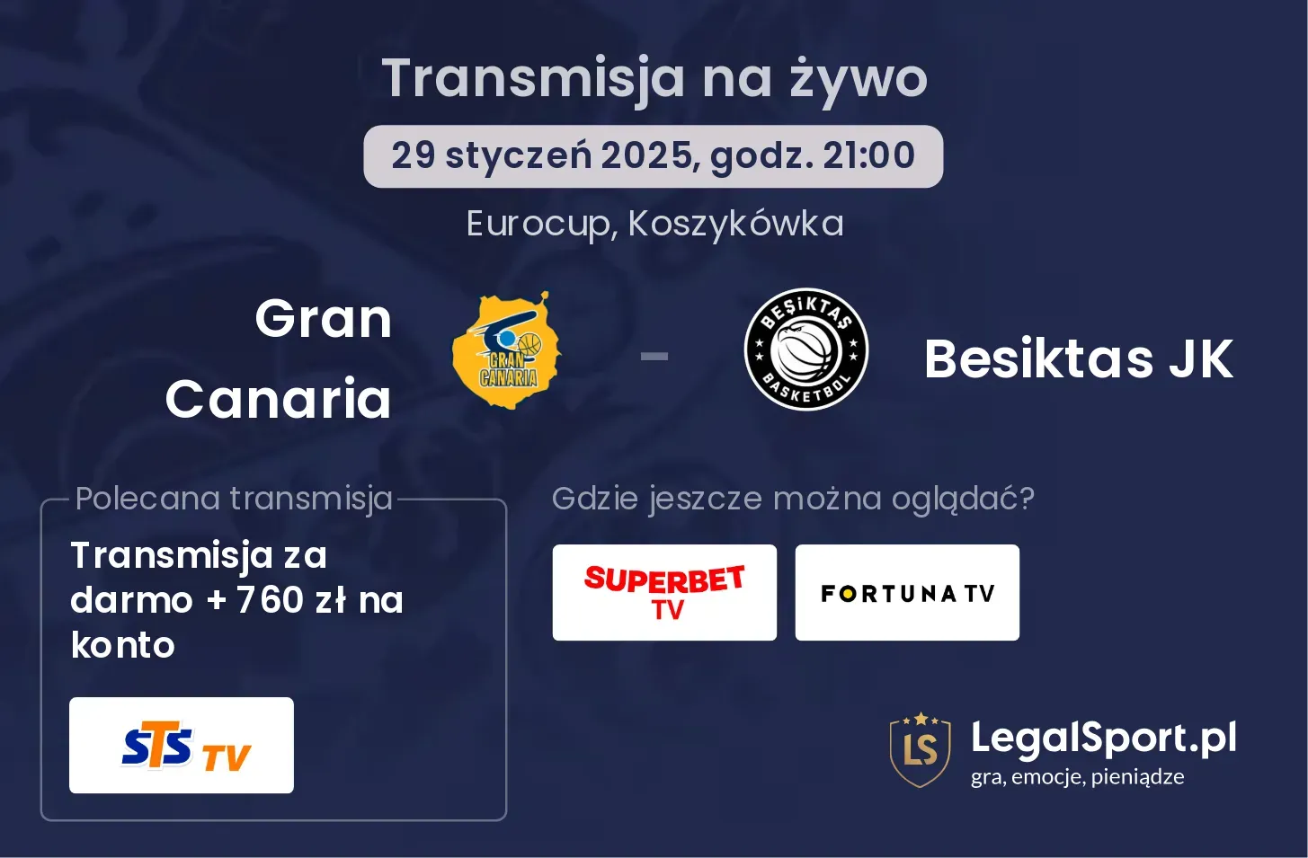 Besiktas JK - Gran Canaria transmisja na żywo