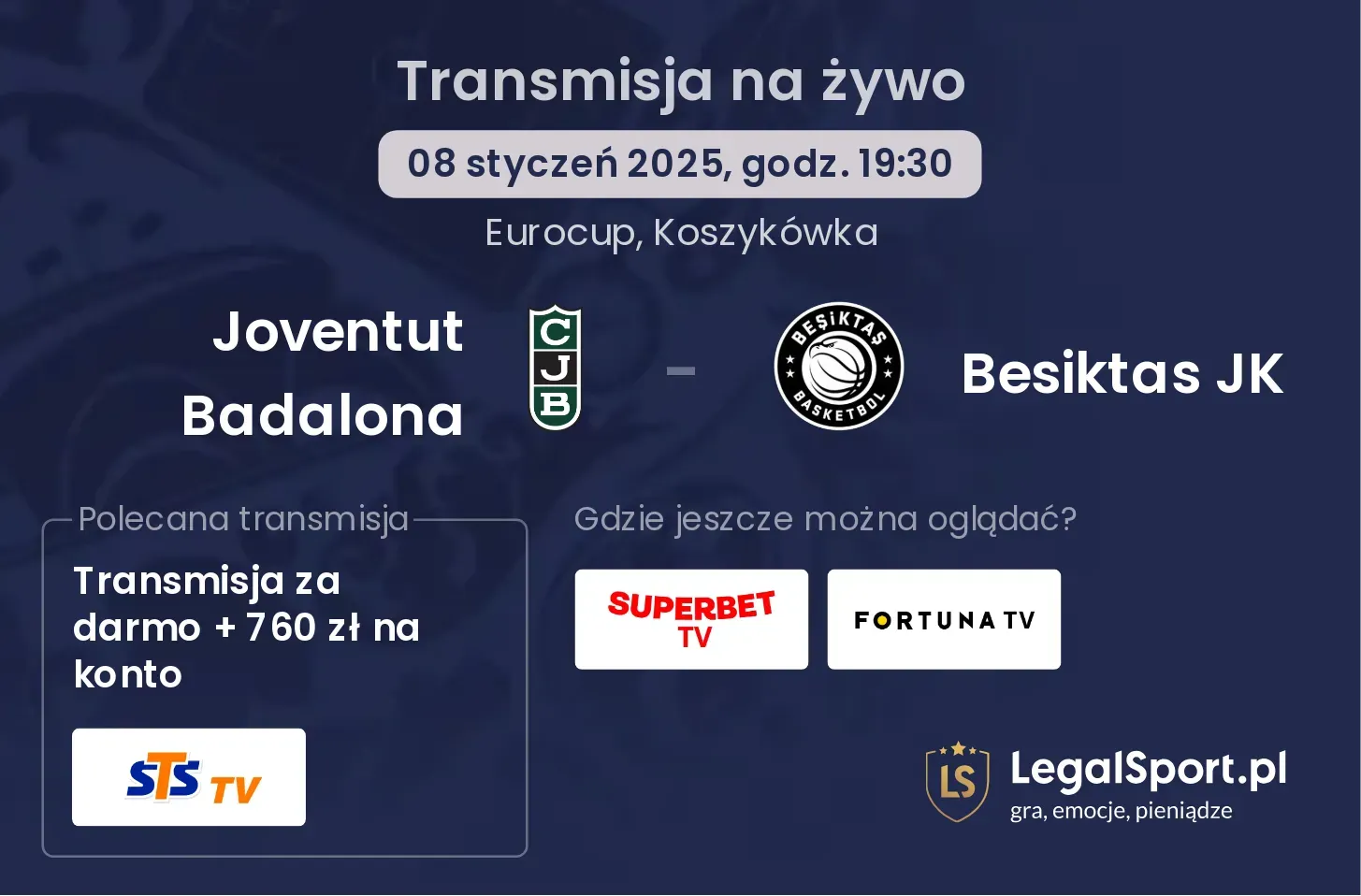 Joventut Badalona - Besiktas JK gdzie oglądać transmisję?