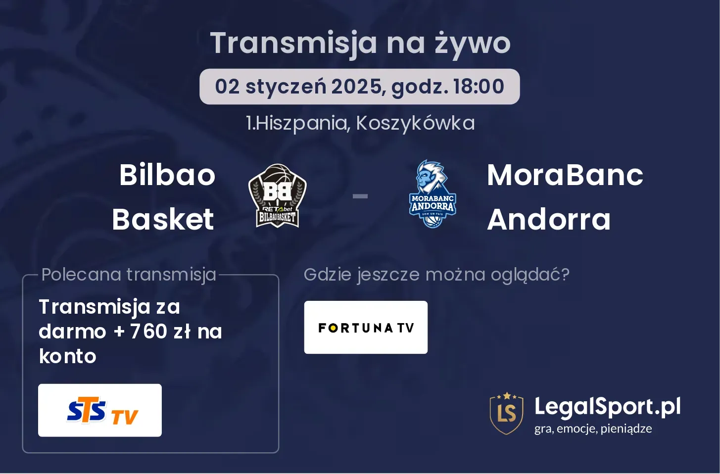 Bilbao Basket - MoraBanc Andorra transmisja na żywo