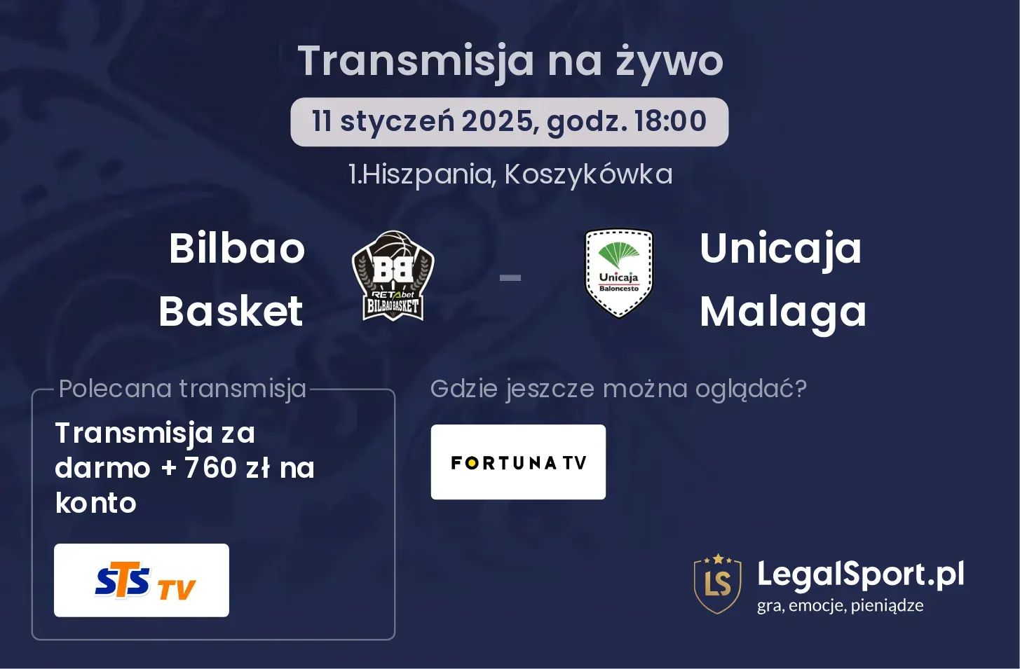 Bilbao Basket - Unicaja Malaga transmisja na żywo