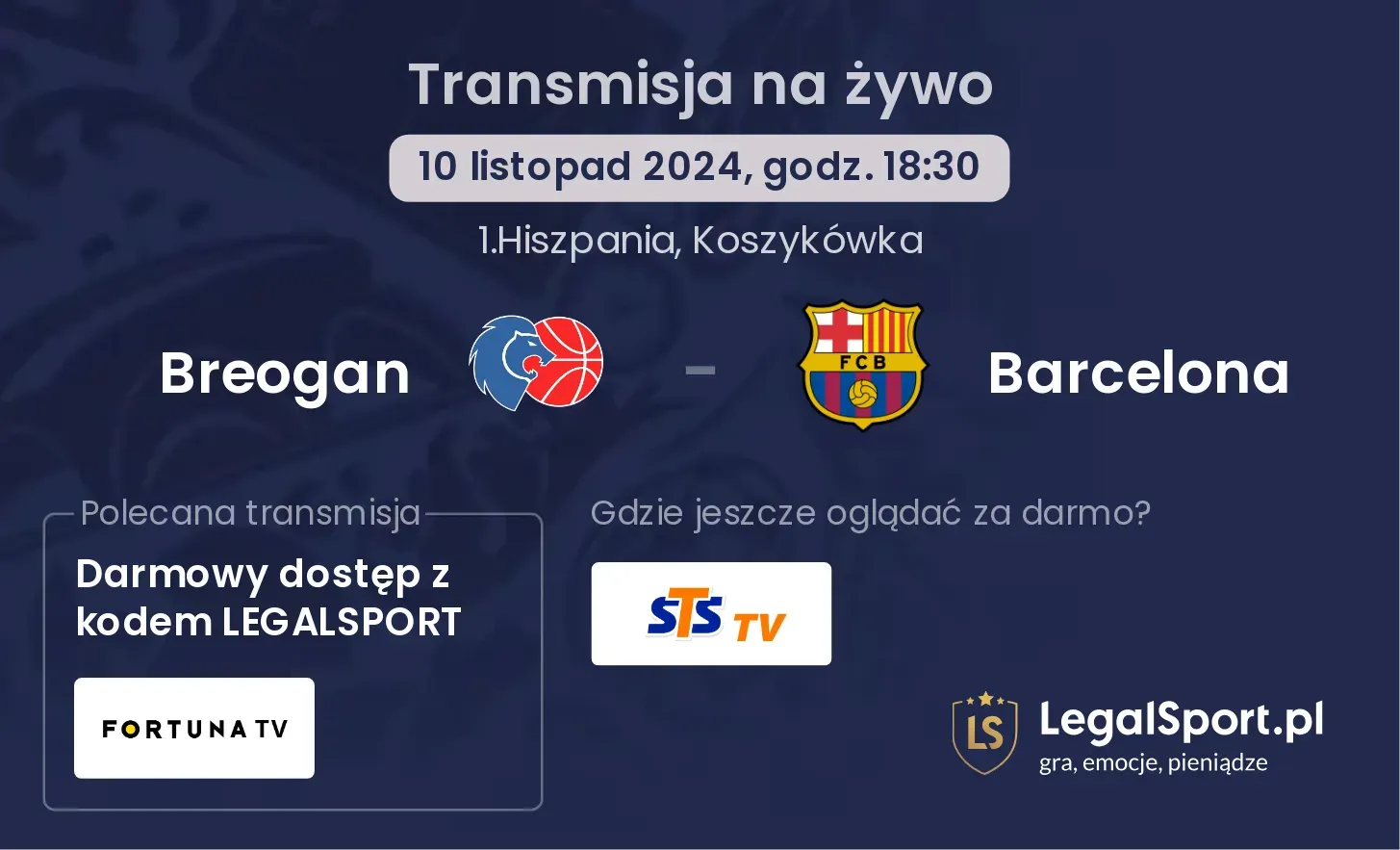 Breogan - Barcelona transmisja na żywo