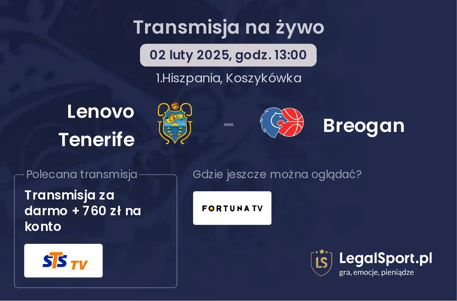 Breogan - Lenovo Tenerife transmisja na żywo