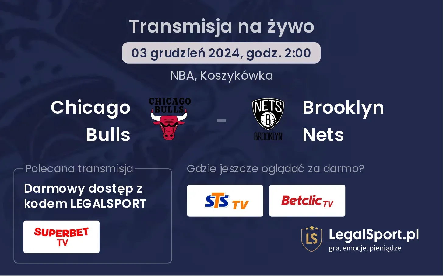 Chicago Bulls - Brooklyn Nets gdzie oglądać transmisję?