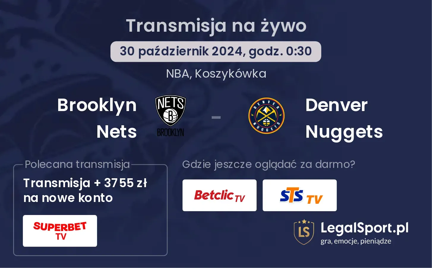 Brooklyn Nets - Denver Nuggets transmisja na żywo